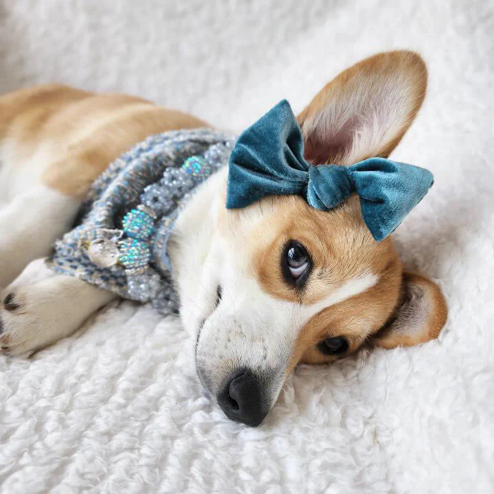 Velvet Knot Bow: Deep Sea - Image 2
