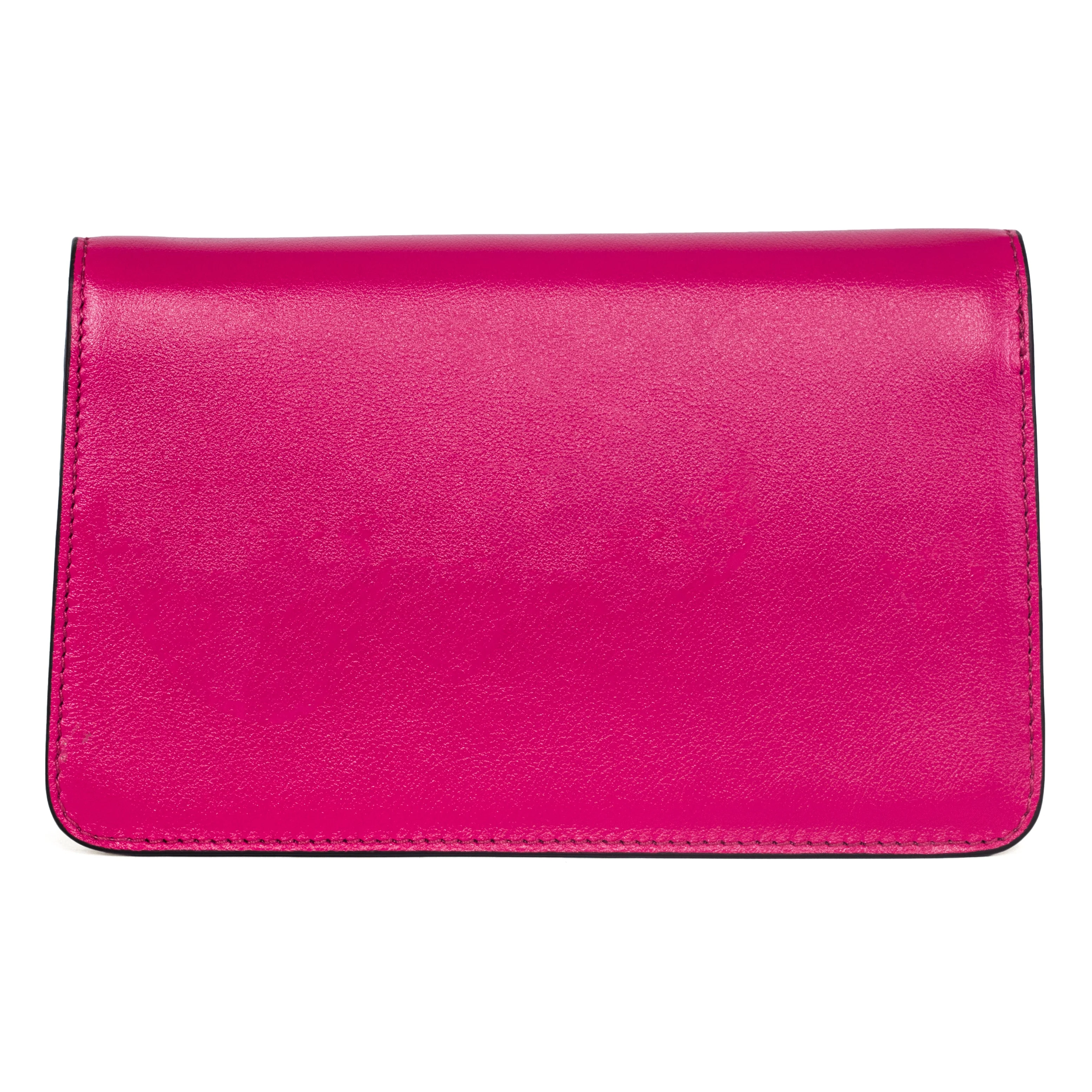 Vibrant Fuchsia Leather Clutch With Custom Swarovski Stone - Image 4