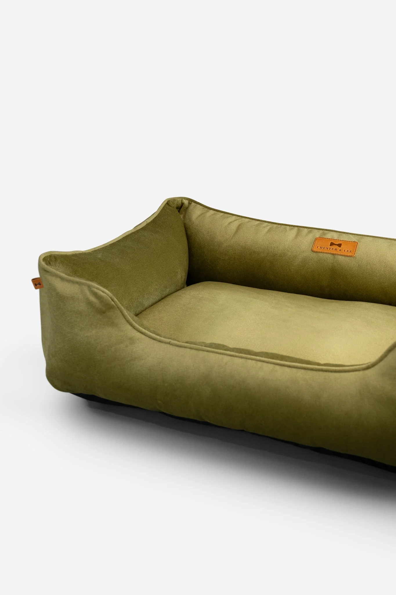 Vibrant Velvet Sleeper Dog Bed Olive - Image 5