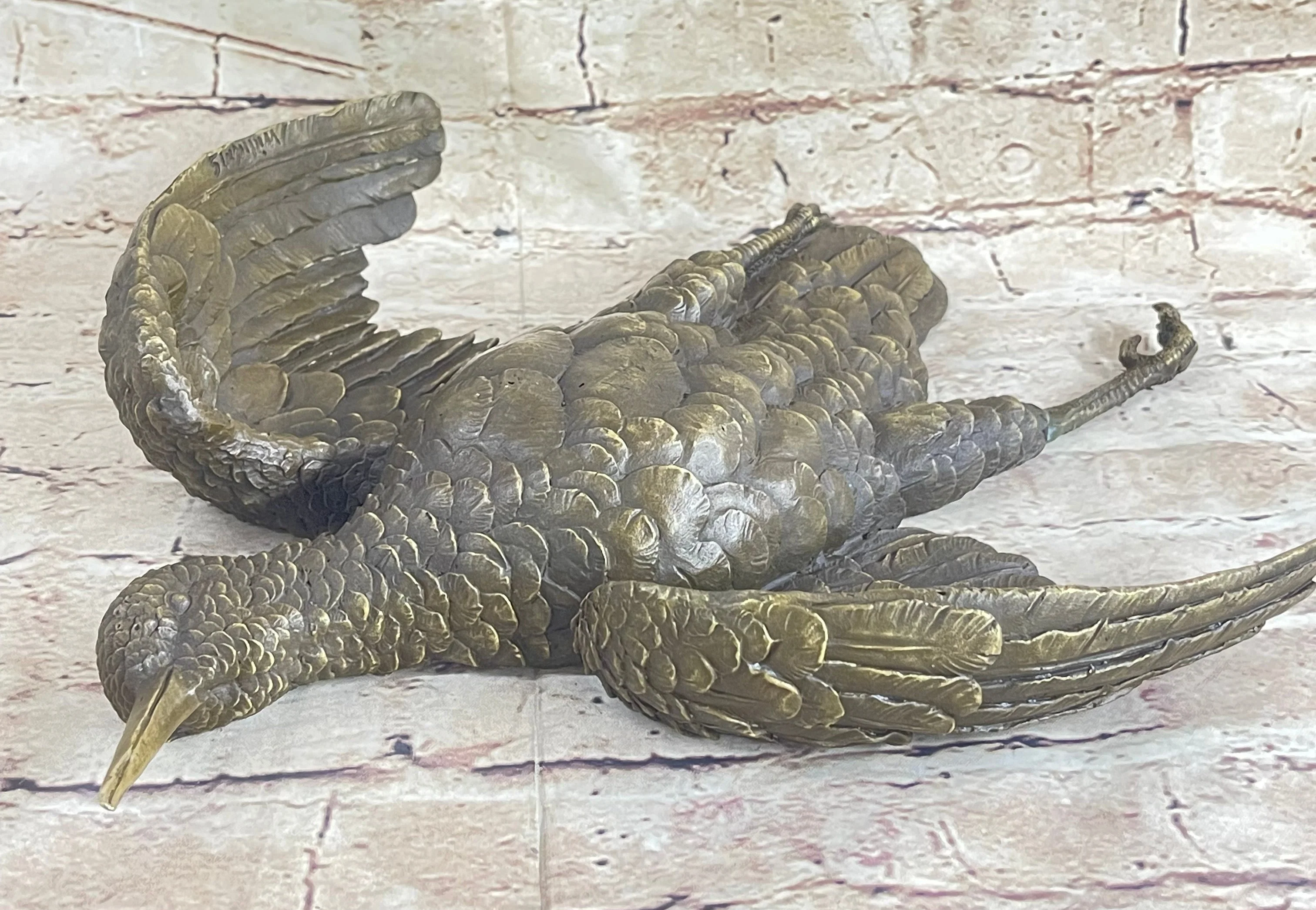 Vintage Cast Bronze Wall Hanging Bronze Bird Flying Eagle Sculpture Figure - Image 7