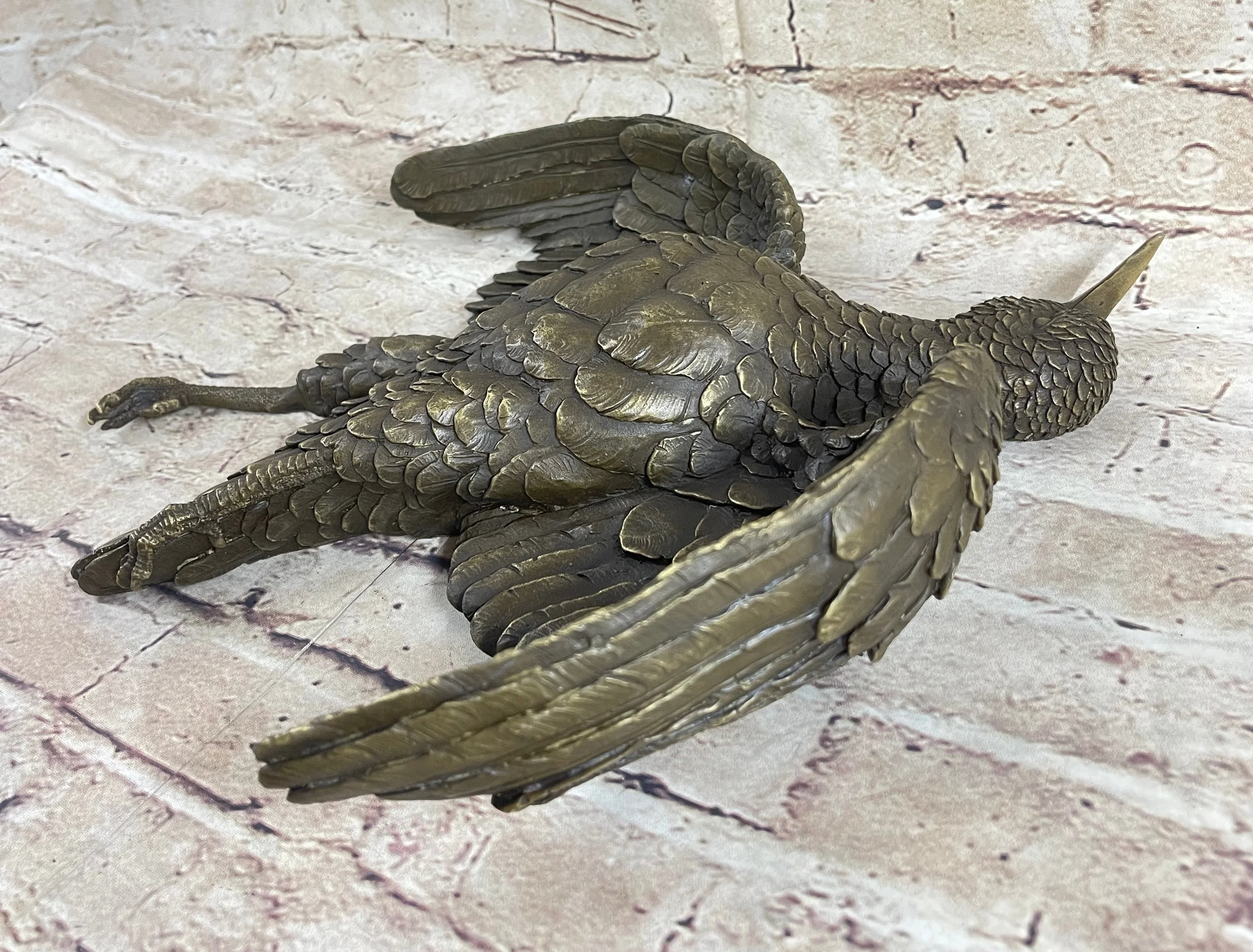 Vintage Cast Bronze Wall Hanging Bronze Bird Flying Eagle Sculpture Figure - Image 8