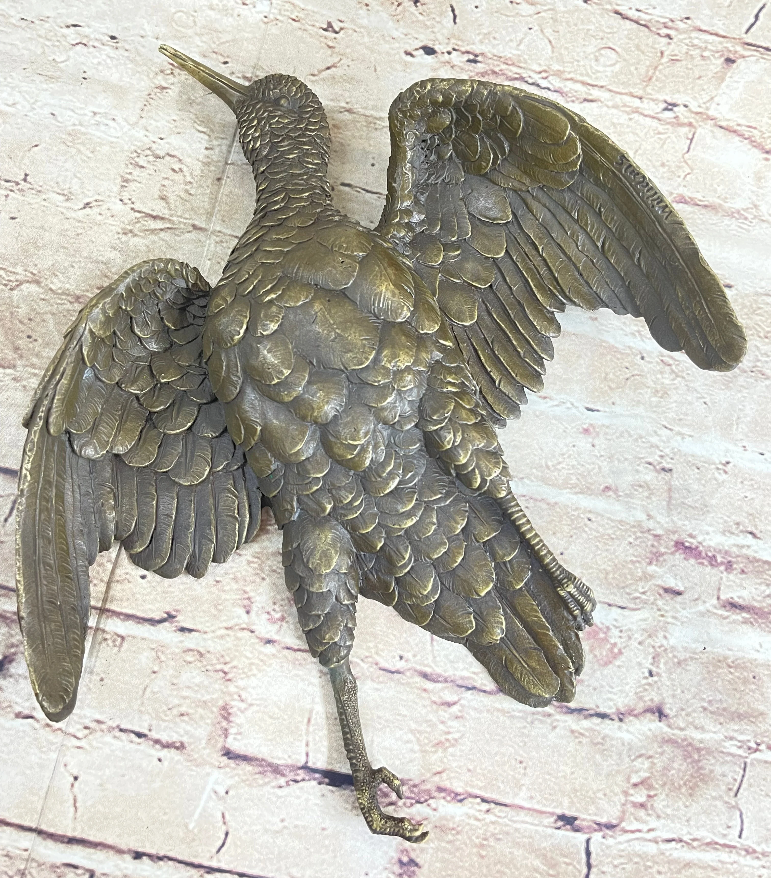 Vintage Cast Bronze Wall Hanging Bronze Bird Flying Eagle Sculpture Figure - Image 9