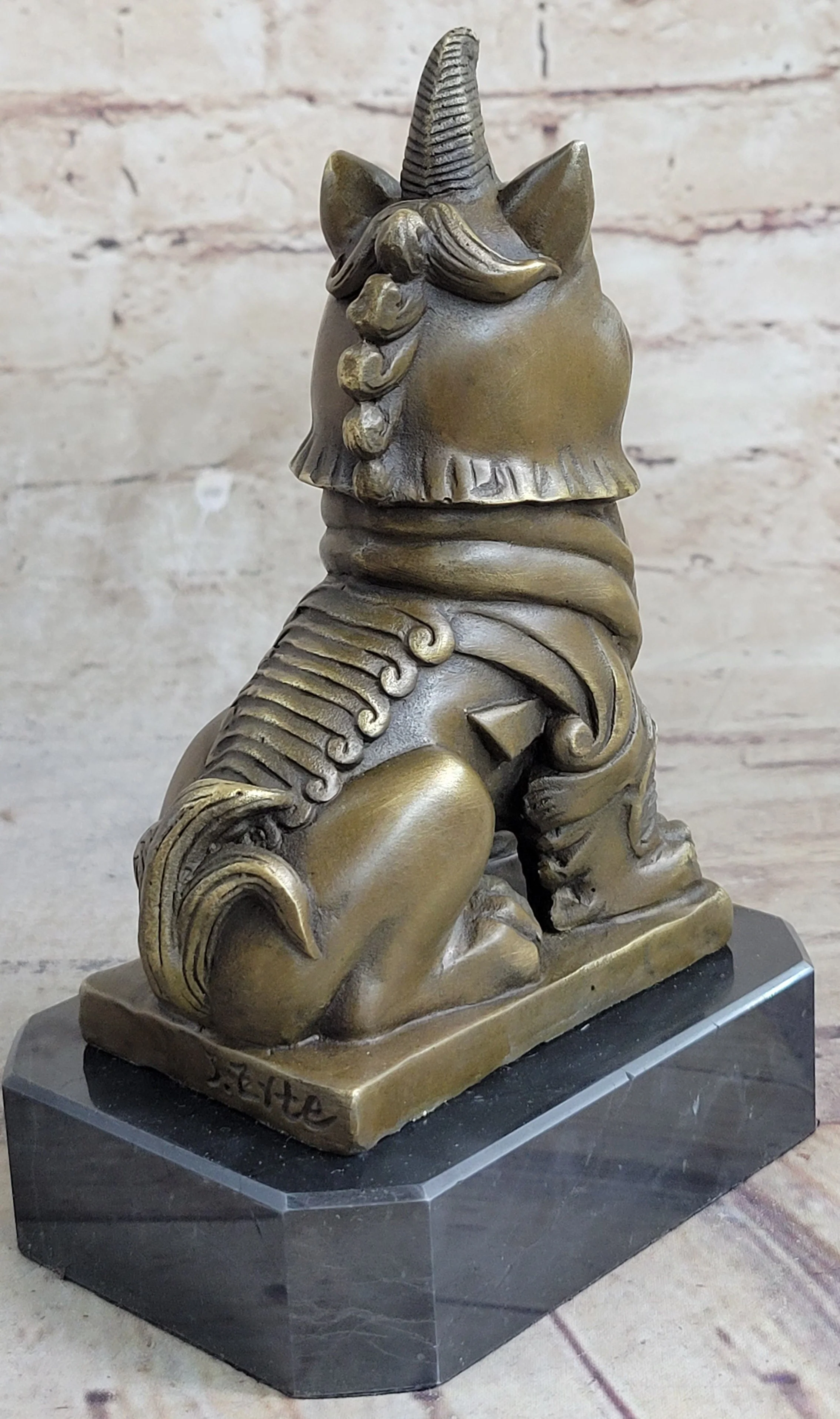 Vintage Fengshui Bronze Guardian Fu Foo Dogs Lion Door Leo Statue Lions Erte - Image 4
