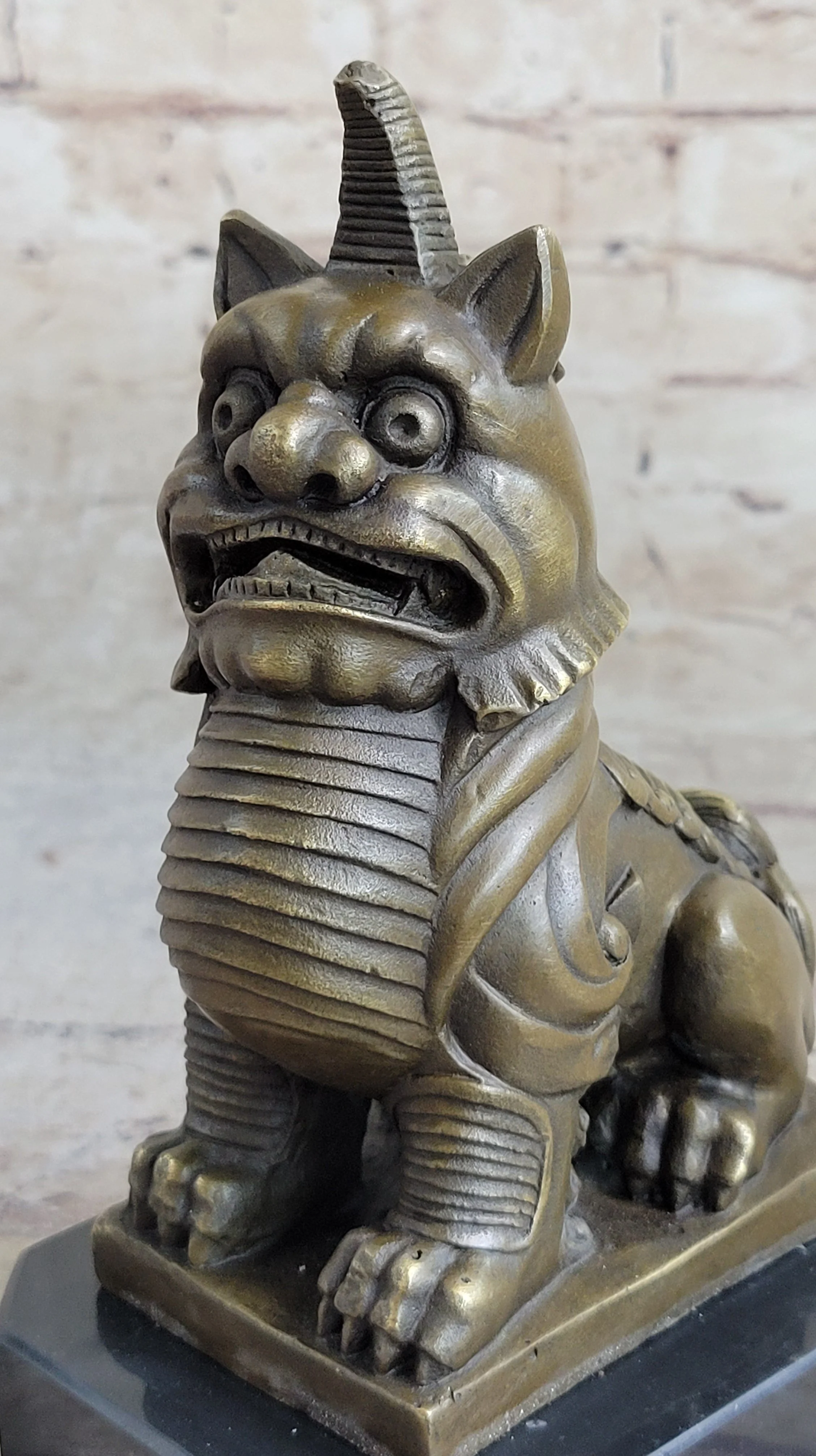Vintage Fengshui Bronze Guardian Fu Foo Dogs Lion Door Leo Statue Lions Erte - Image 6