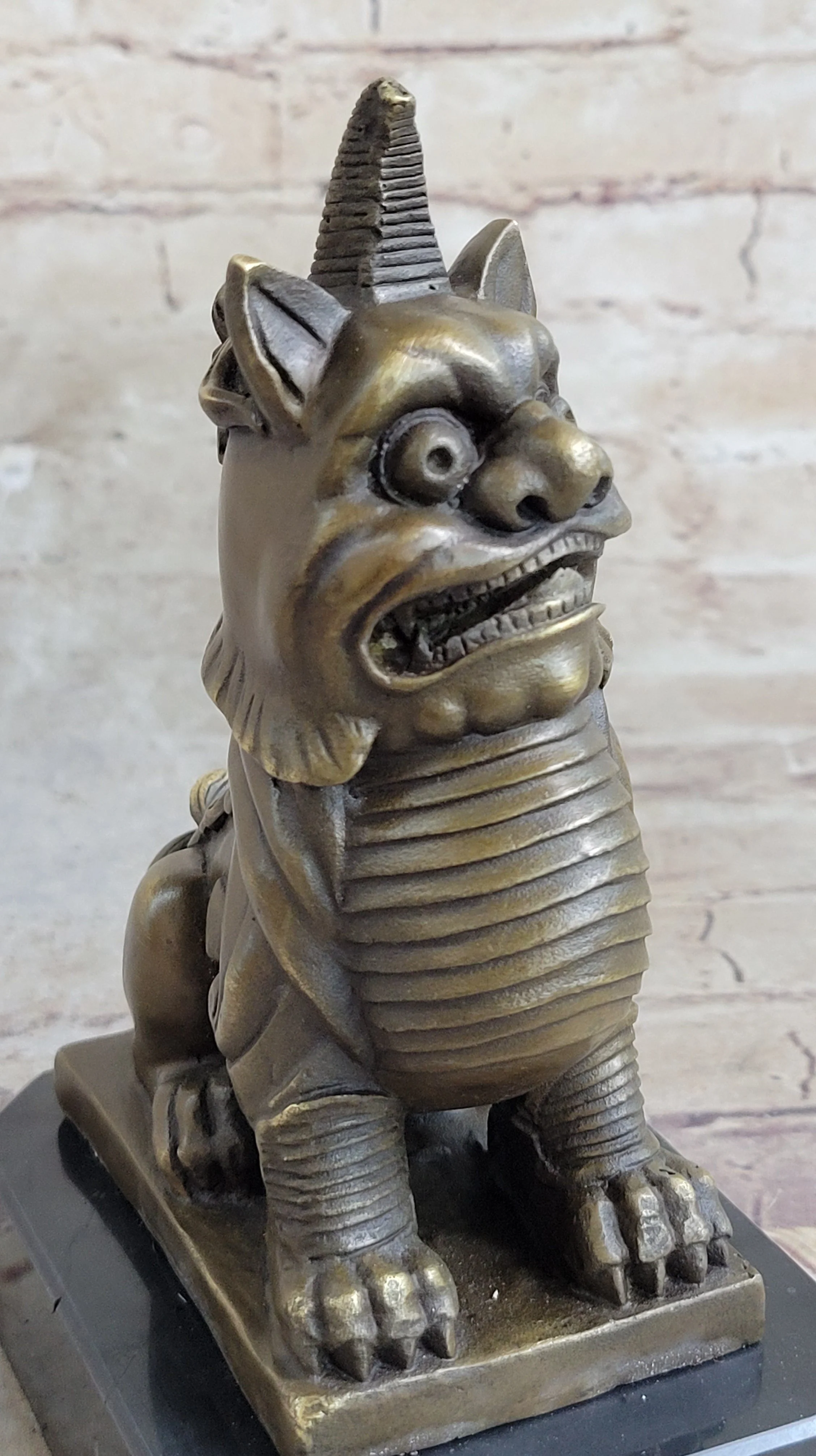 Vintage Fengshui Bronze Guardian Fu Foo Dogs Lion Door Leo Statue Lions Erte - Image 7