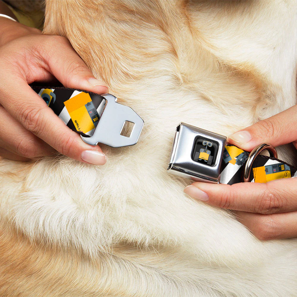 WALL-E Pose Full Color Black Seatbelt Buckle Collar - Wall-E Poses/Stripe Black/White - Image 8