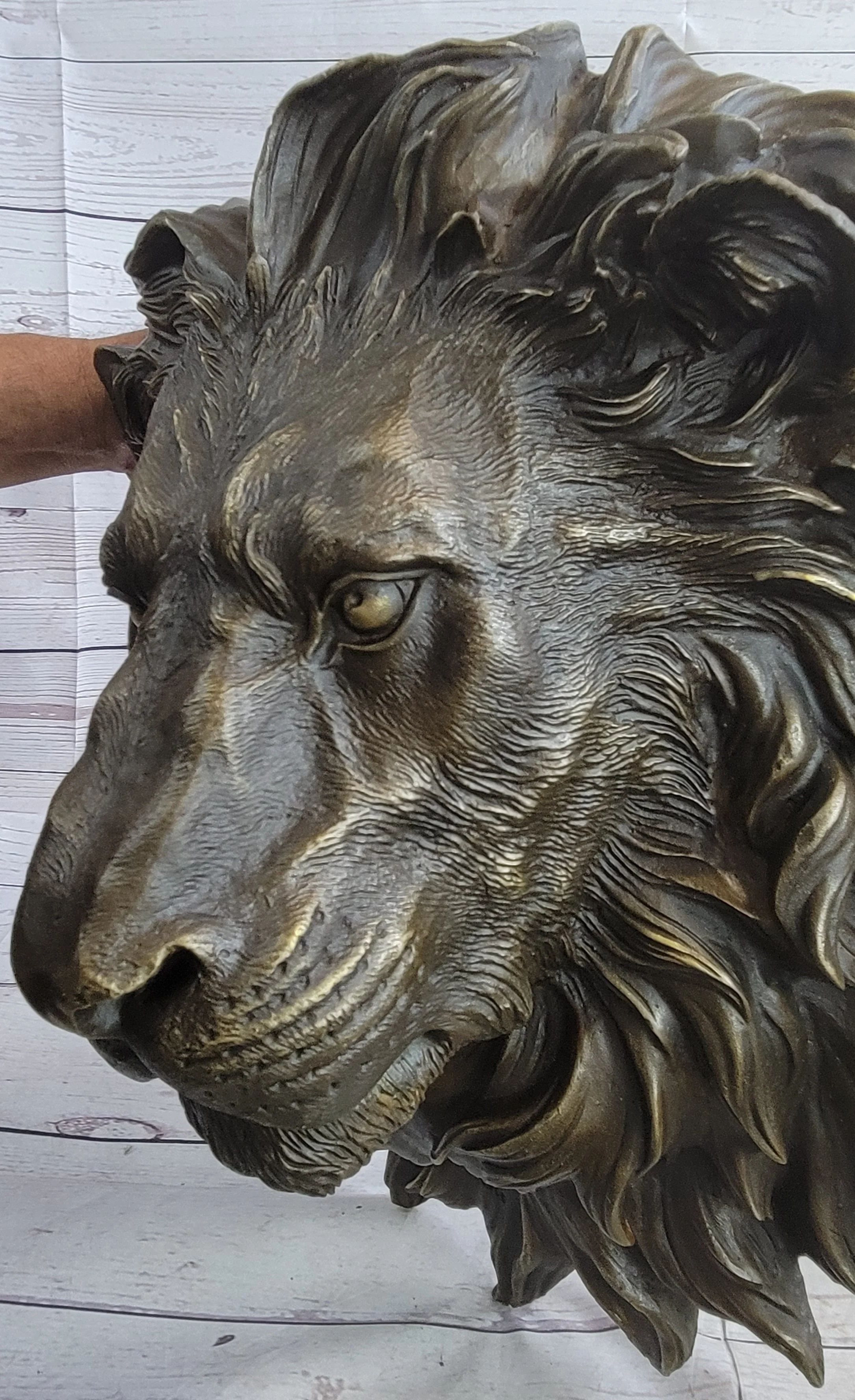 Wall Mounted Hanging Lion Head Bust Sculpture Decor Signed Original Milo 18" x 18" - Image 6