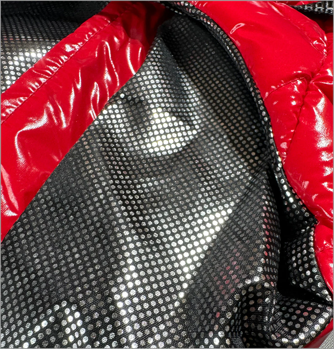 Water Resistant Puffy Vest with Sewn-In Harness - Red - Image 3