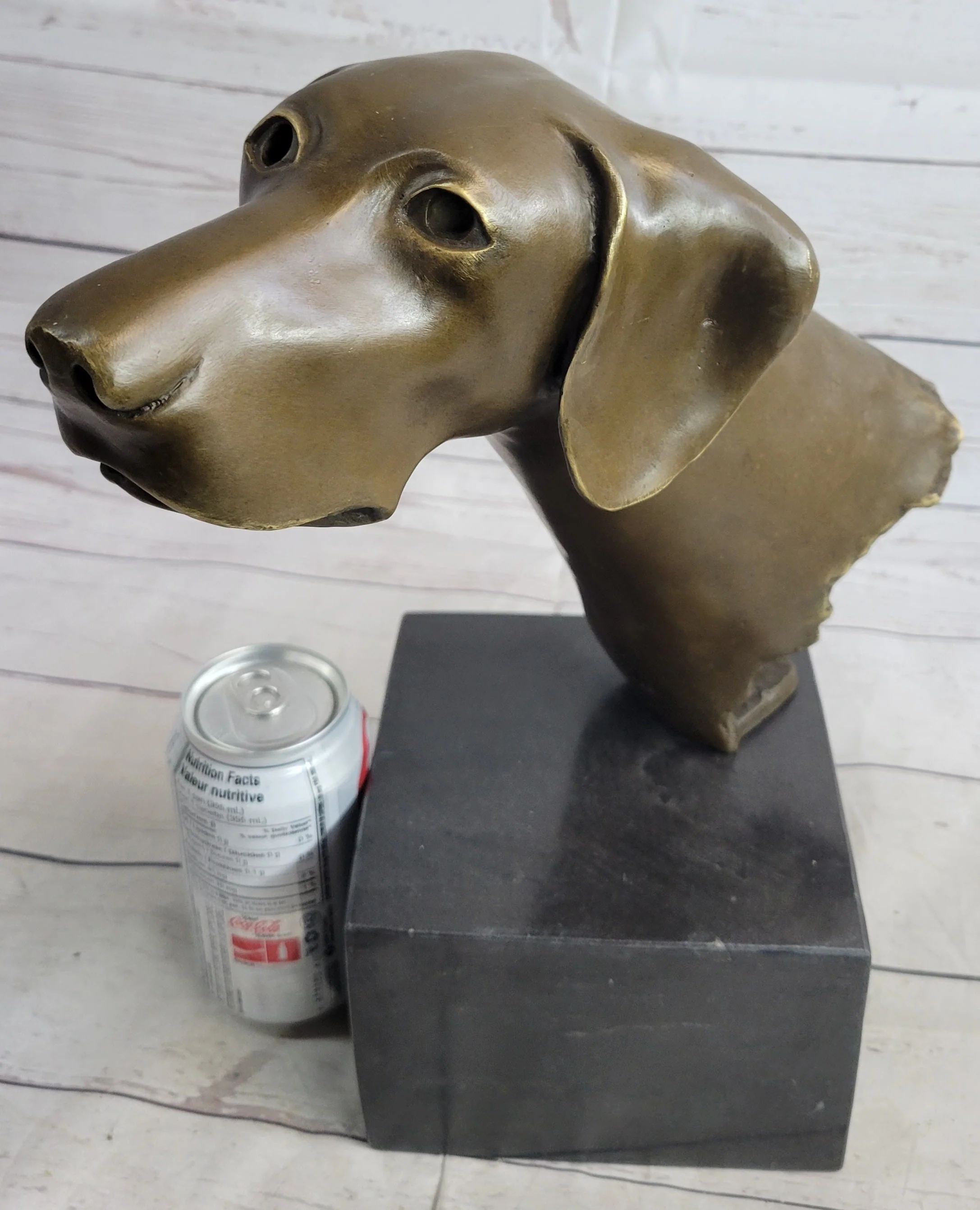 Weimaraner Vizsla Dog Bronze Bust Sculpture Statue Home Decor Figurine on Marble Base - Image 2