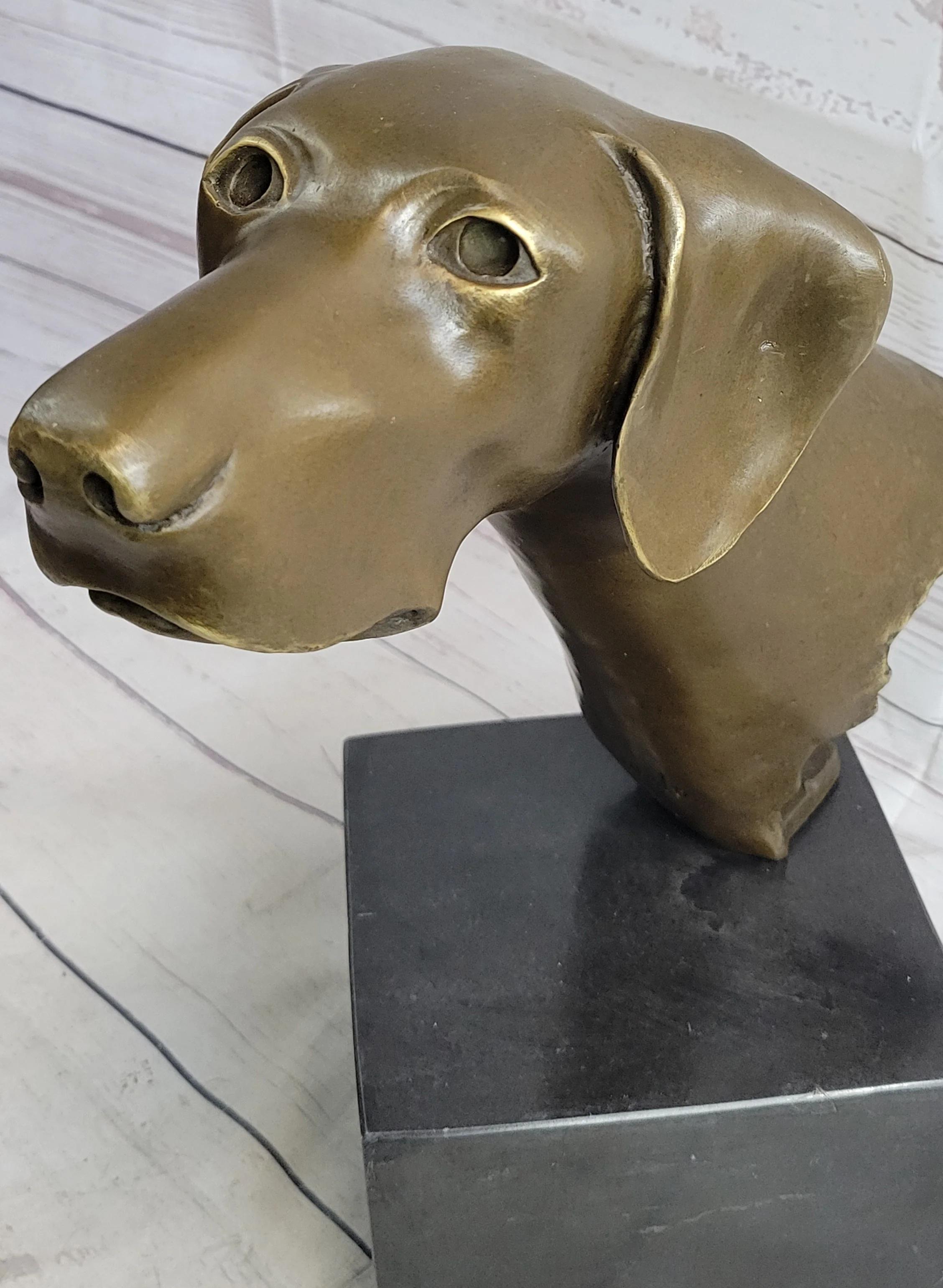 Weimaraner Vizsla Dog Bronze Bust Sculpture Statue Home Decor Figurine on Marble Base - Image 6