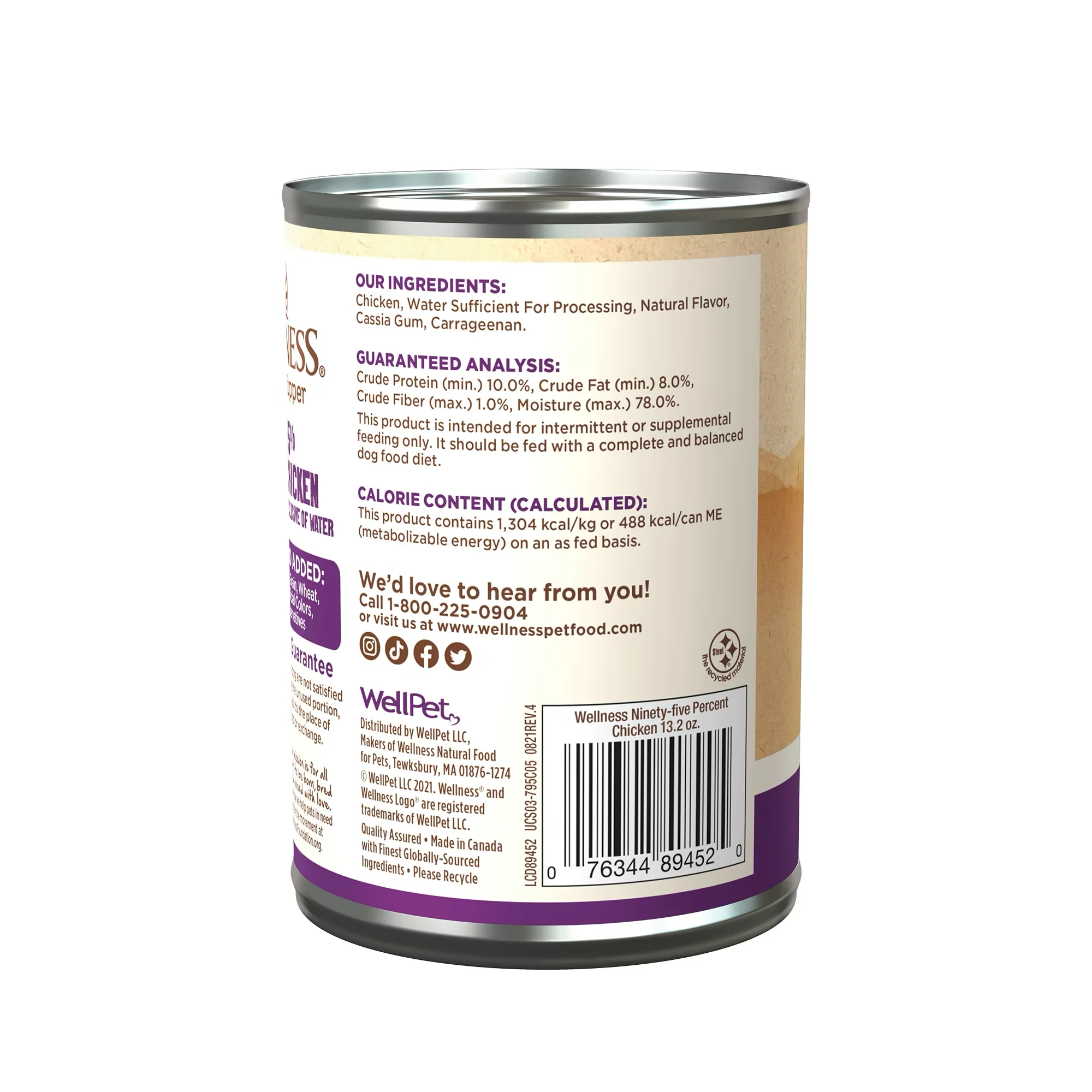 Wellness Adult 95% Chicken Wet Dog Food (13.2oz) - Image 2