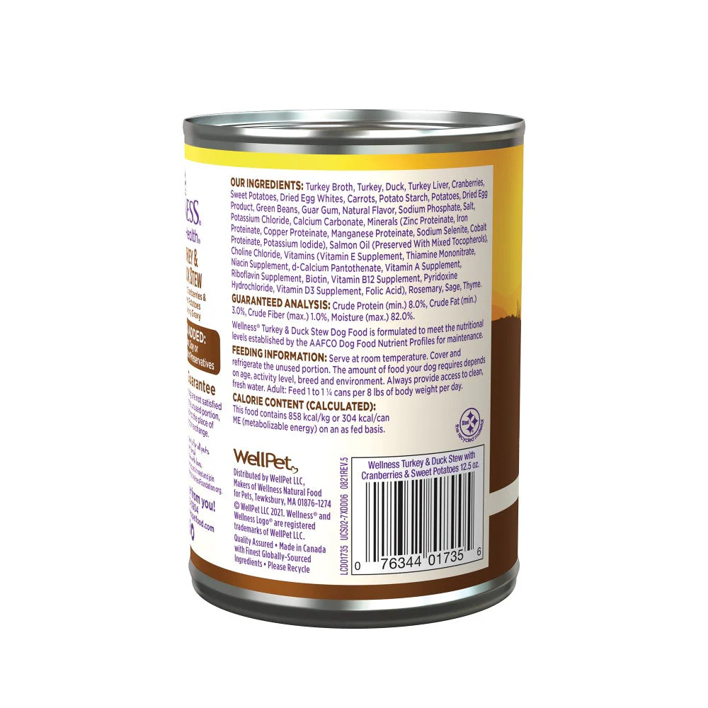 Wellness Adult Turkey and Duck Stew Wet Dog Food (12.5oz) - Image 2