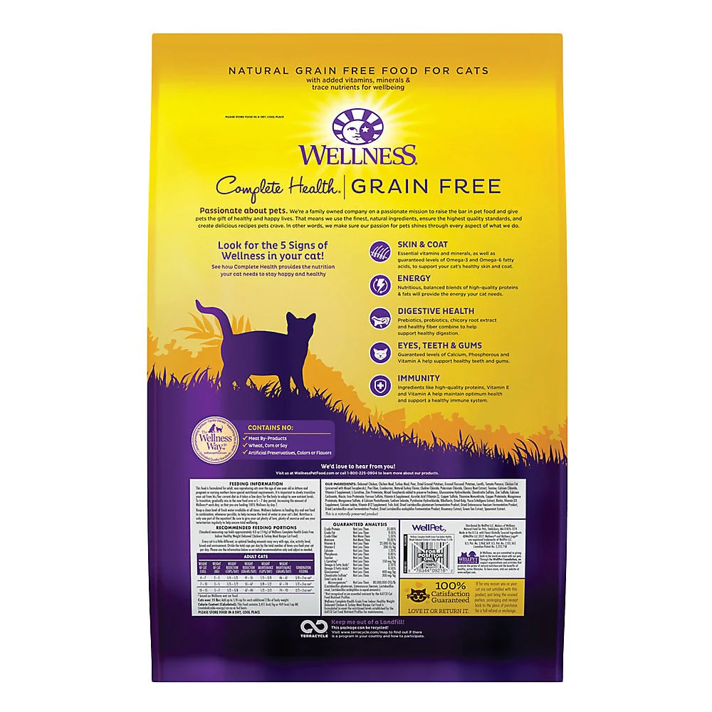 Wellness Complete Health Indoor Healthy Weight Chicken & Turkey Dry Cat Food (5.5lb) - Image 2
