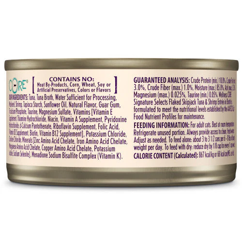 Wellness Core Adult Signature Select Flaked Skipjack Tuna and Shrimp Entree Wet Cat Food (2.8oz) - Image 2