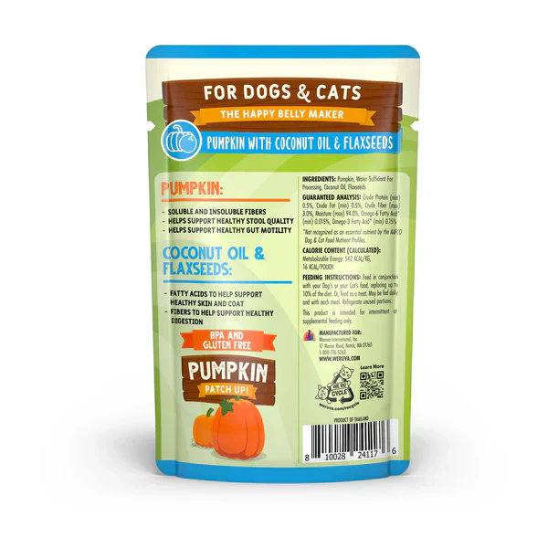 Weruva Pumpkin Patch Up! Pumpkin with Coconut Oil & Flaxseeds Wet Dog & Cat Pouch (2.8oz) - Image 2