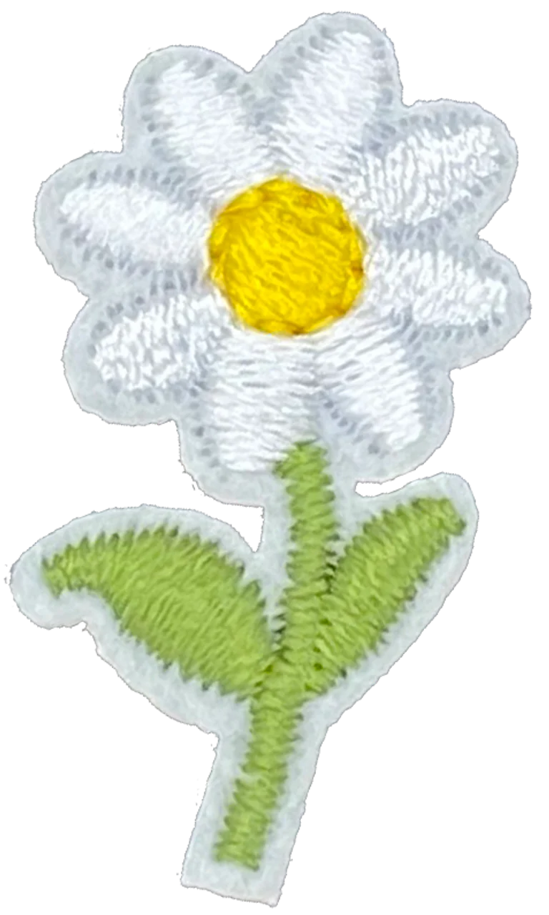 White Daisy with Leaves - Patch
