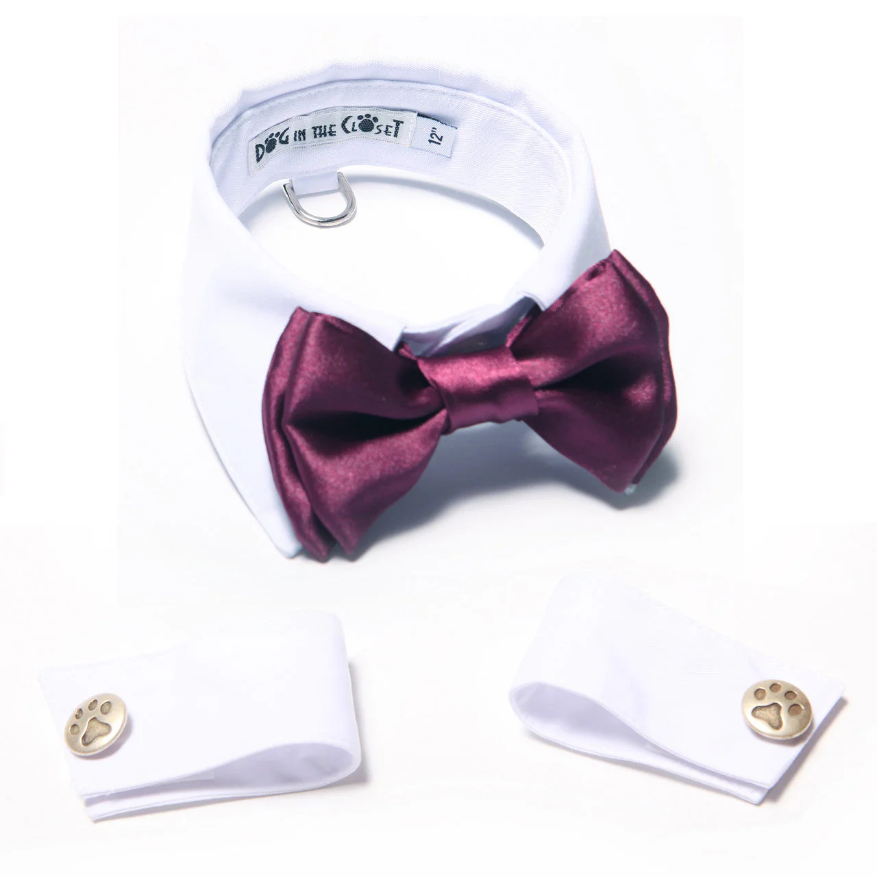 White Shirt Dog Collar with Purple Bow Tie - Image 2