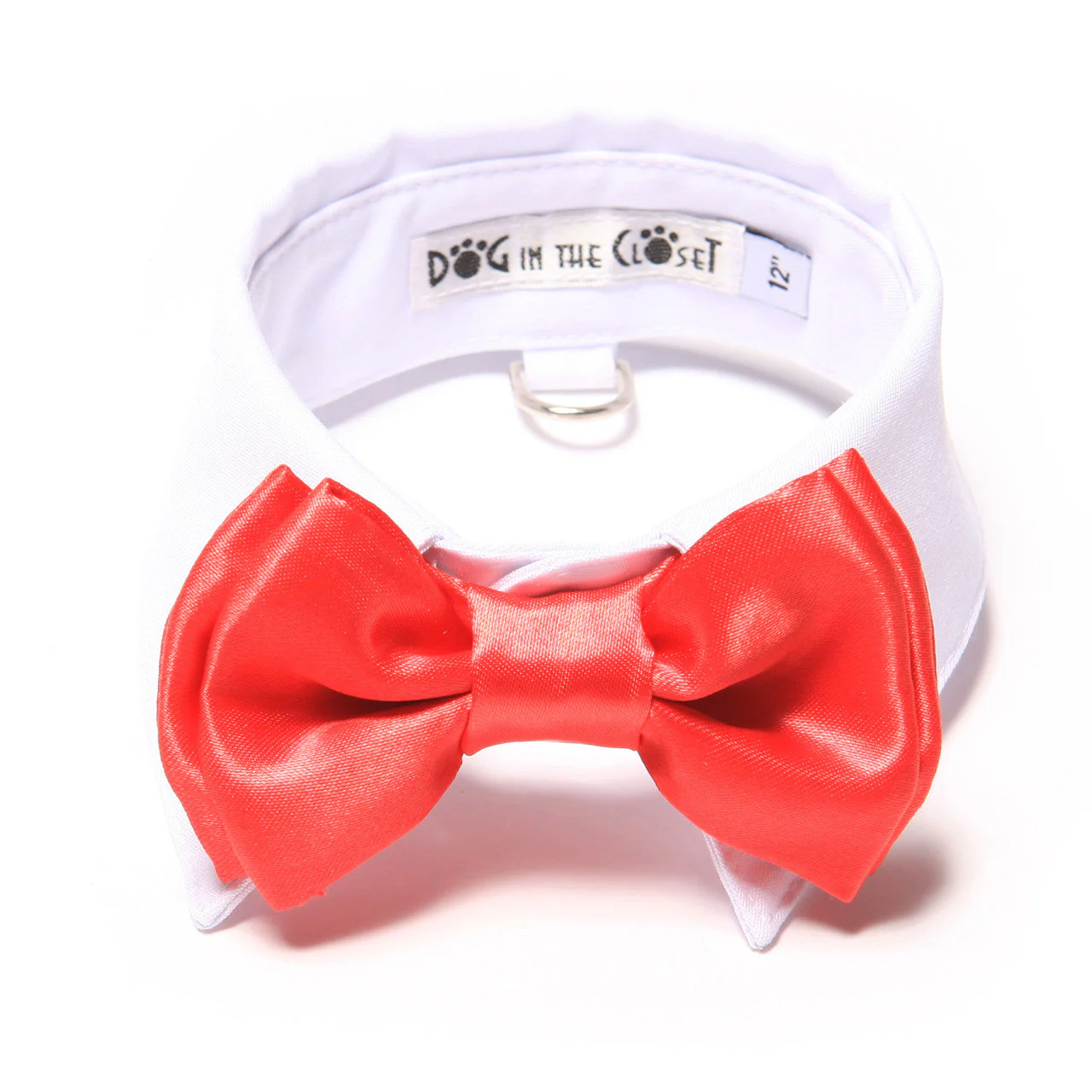 White Shirt Dog Collar with Red Bow Tie - Image 4