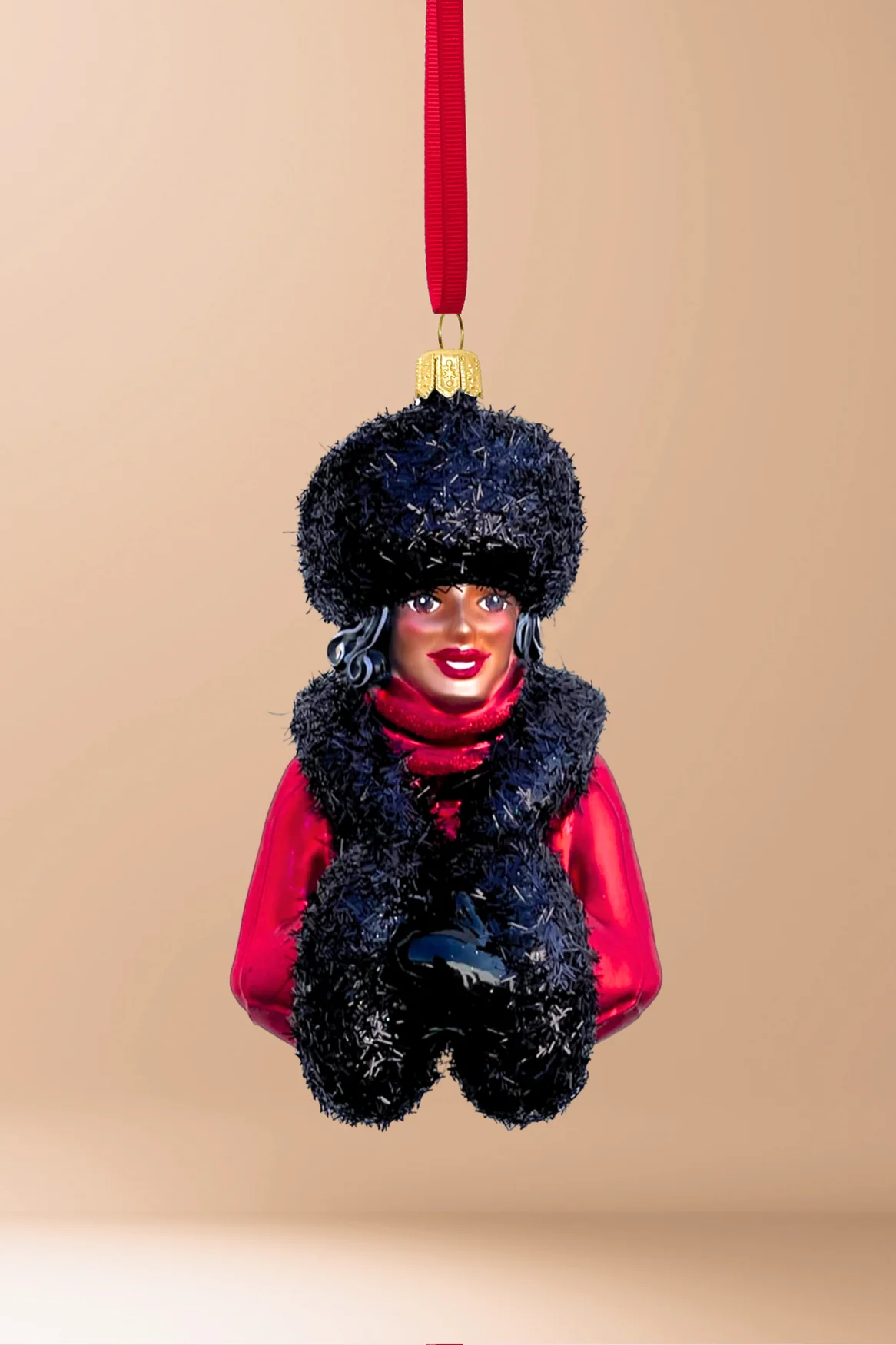 Whitney Glass Christmas Ornament (Brown Skin)