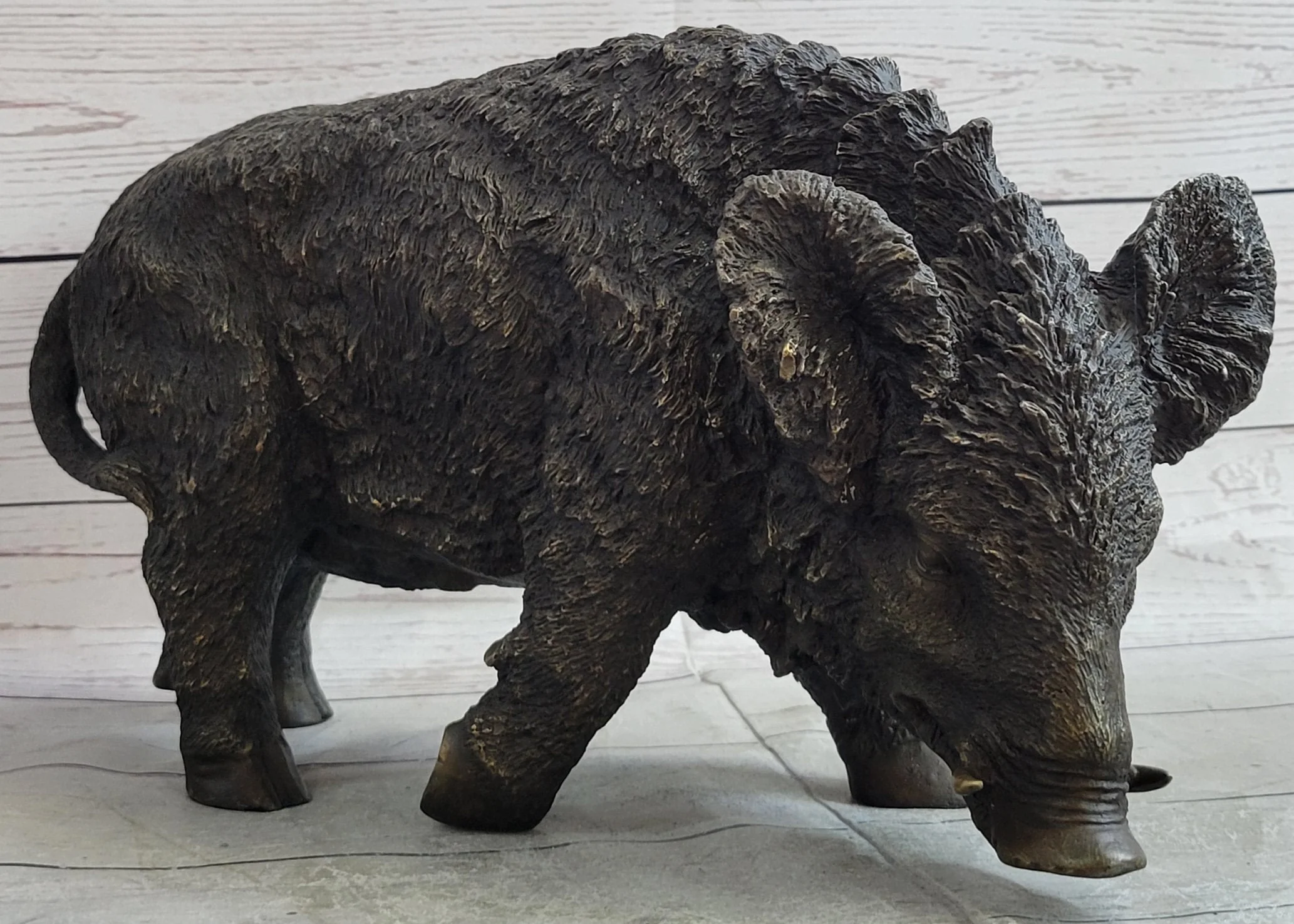 Wild Boar Pig Feral Hog Bronze Sculpture Statue Figure Figurine Decor - Image 3