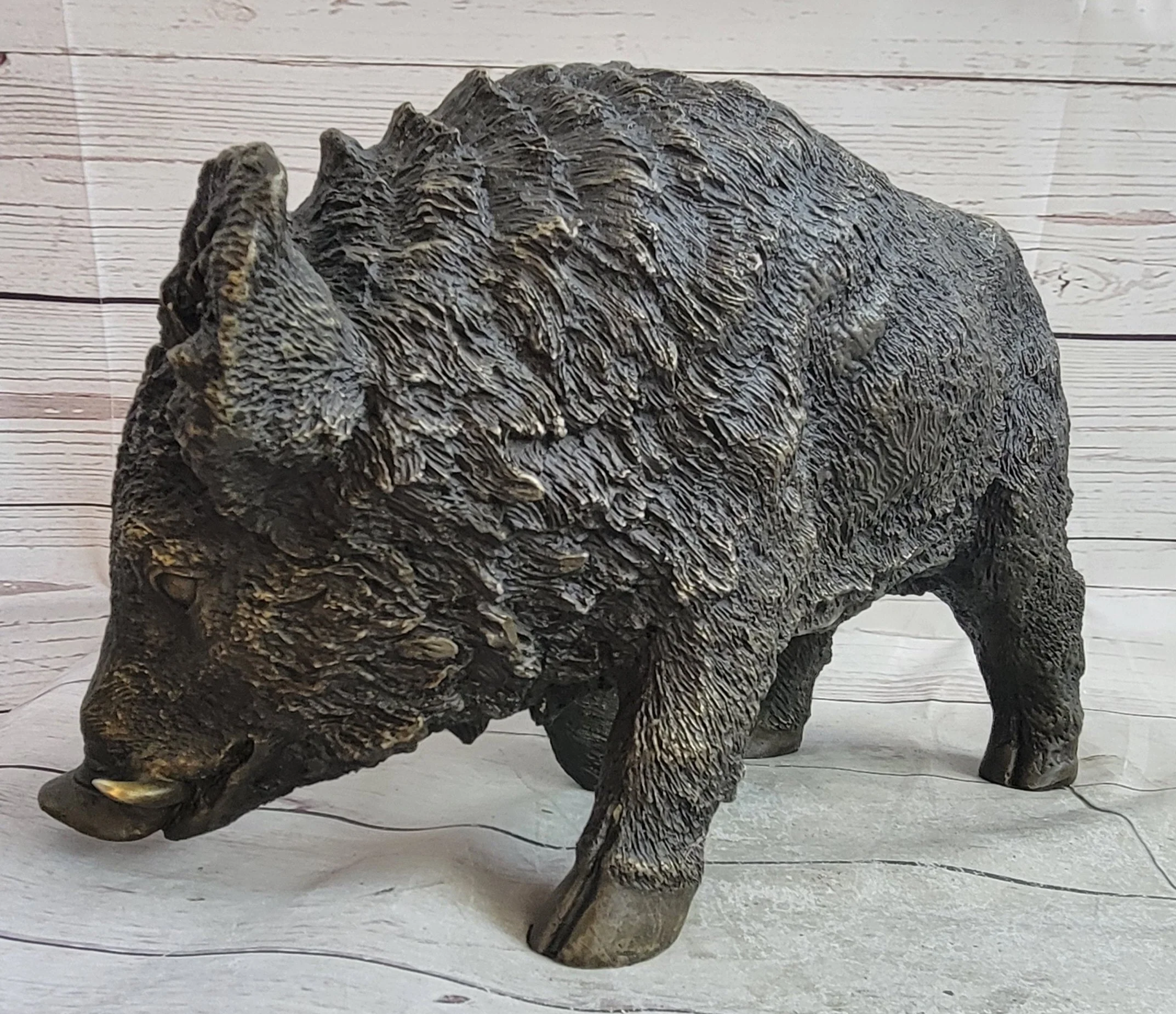 Wild Boar Pig Feral Hog Bronze Sculpture Statue Figure Figurine Decor - Image 4