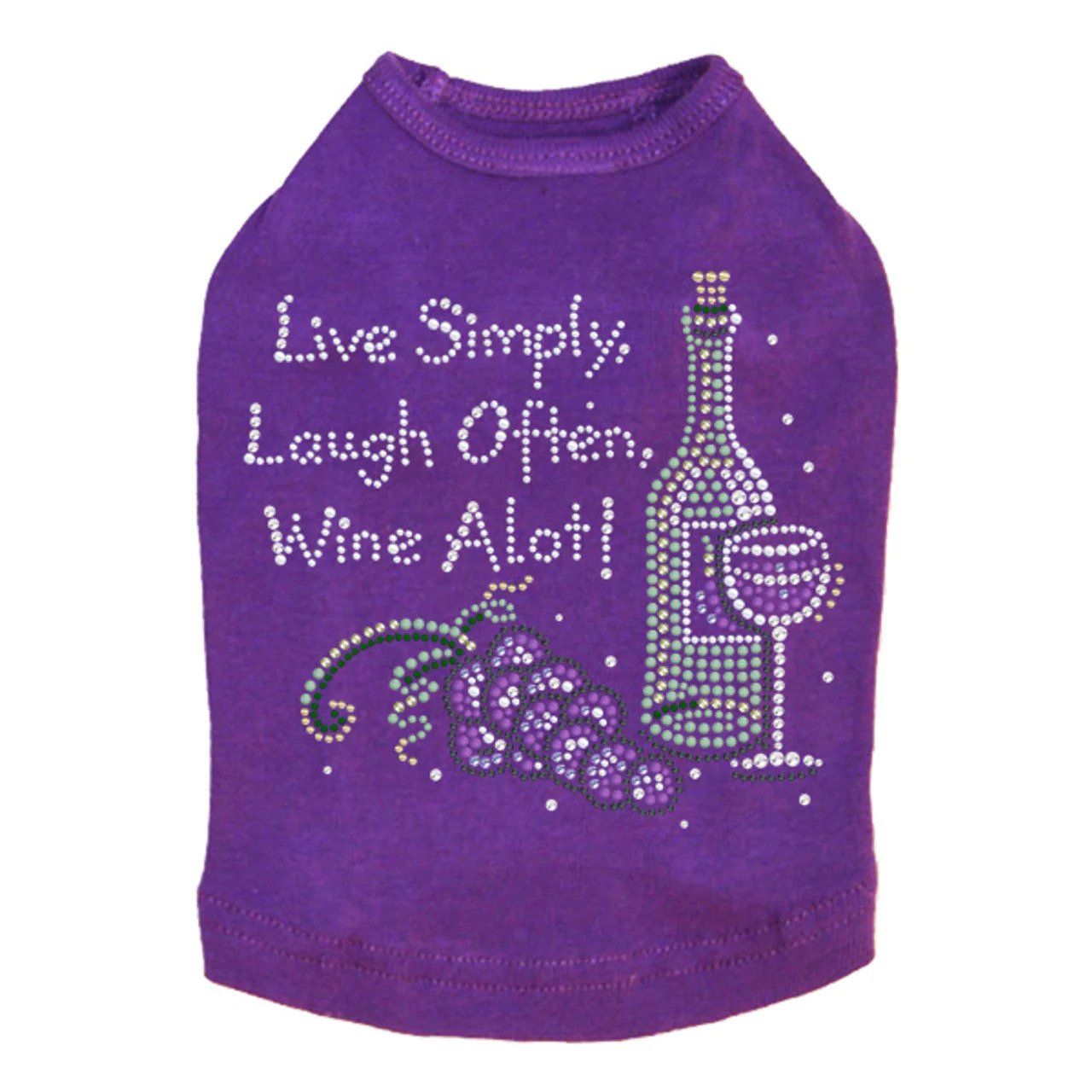 Wine Bottle, Glass & Grapes - Live Simply... - Dog Tank - Image 2