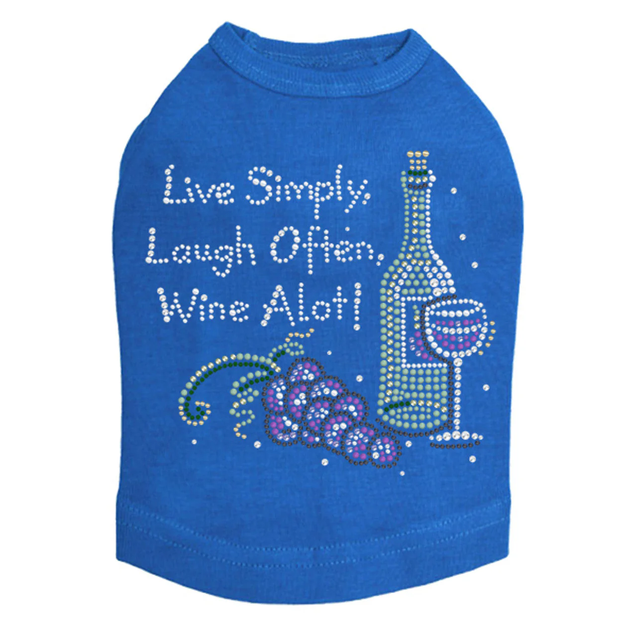 Wine Bottle, Glass & Grapes - Live Simply... - Dog Tank - Image 3