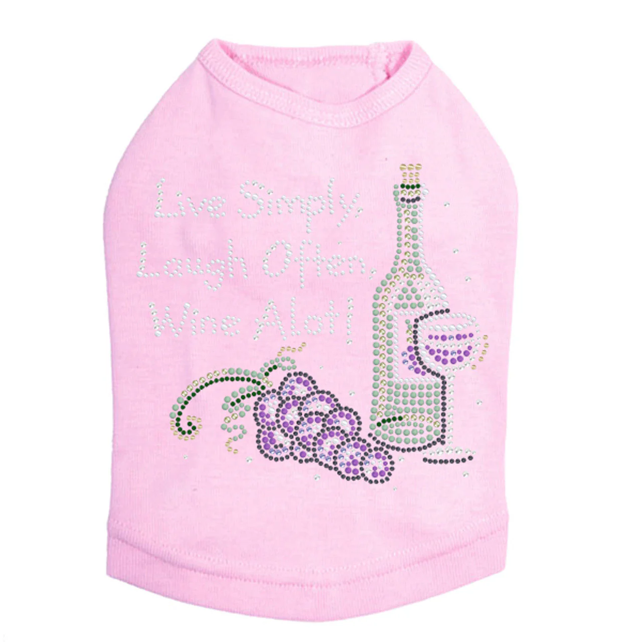 Wine Bottle, Glass & Grapes - Live Simply... - Dog Tank - Image 5