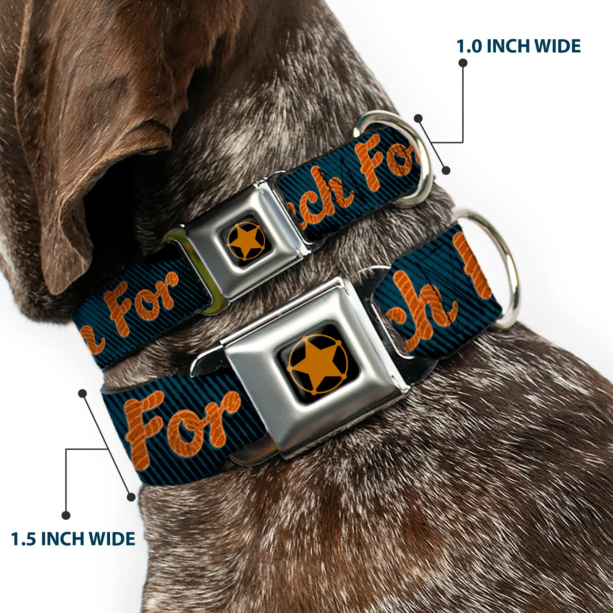 Woody Sherriff Star Reverse Brushed Seatbelt Buckle Collar - Woody REACH FOR THE SKY Denim Blue Print - Image 2