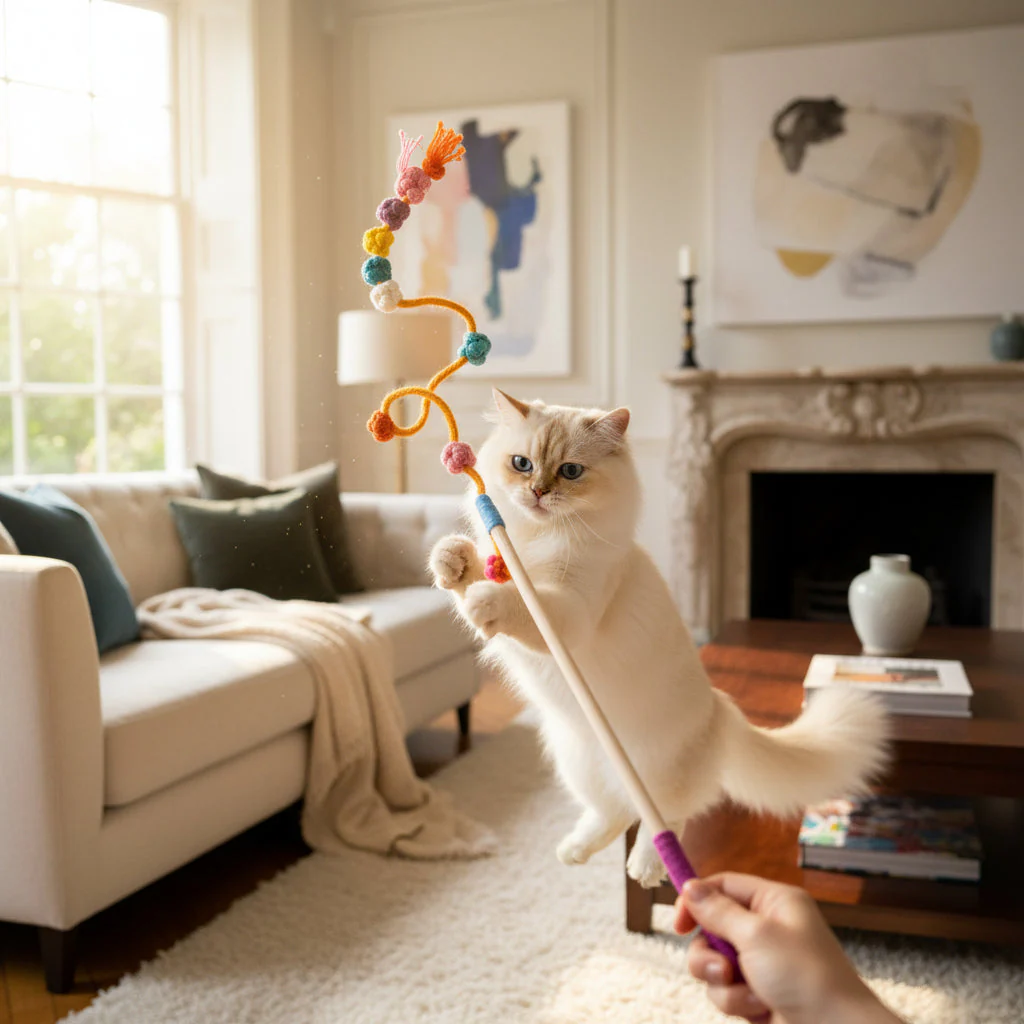 Wooly Cat Wand Cat Toy  Flower - Image 2