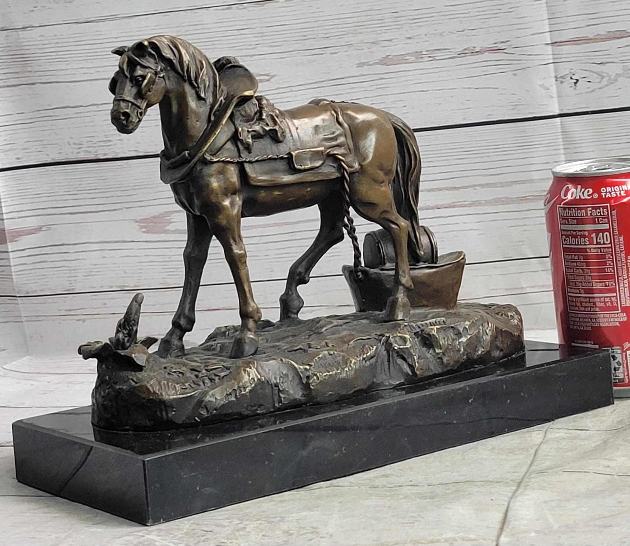 Working Draft Horse Bronze Sculpture Statue Figure Signed Art on Marble Base - Image 2