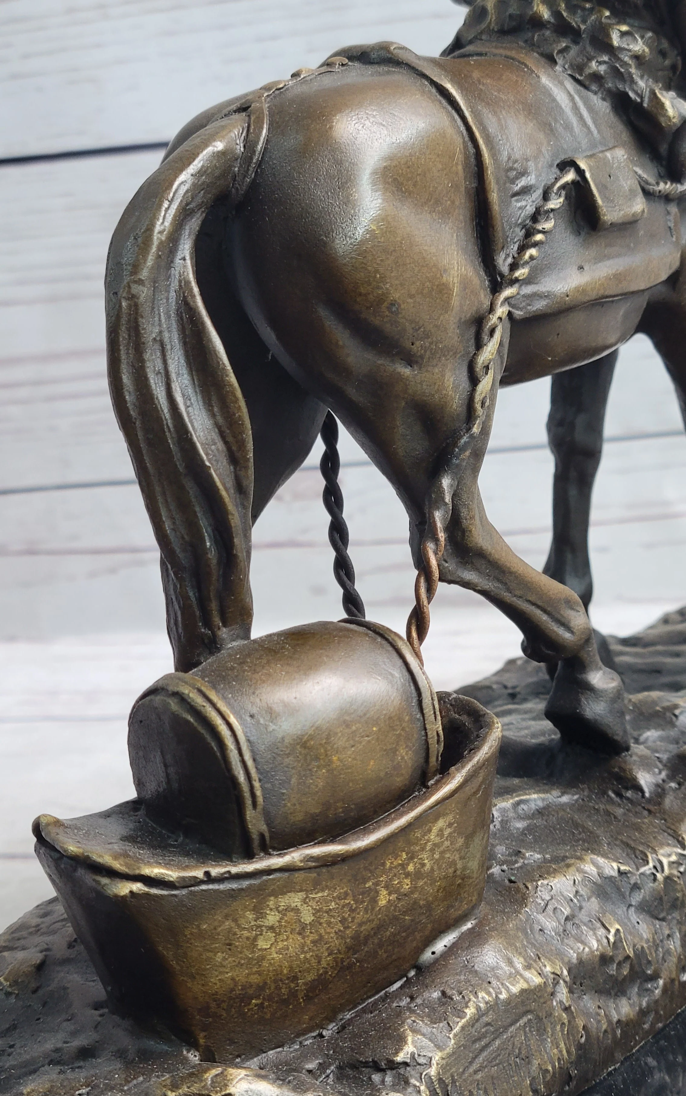 Working Draft Horse Bronze Sculpture Statue Figure Signed Art on Marble Base - Image 8