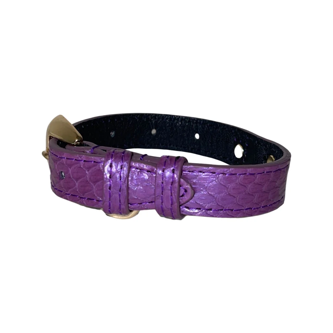 XS/S 7”-14” Iridescent Purple Custom Snake Collar/Custom Gold Italian Hardware - Image 3