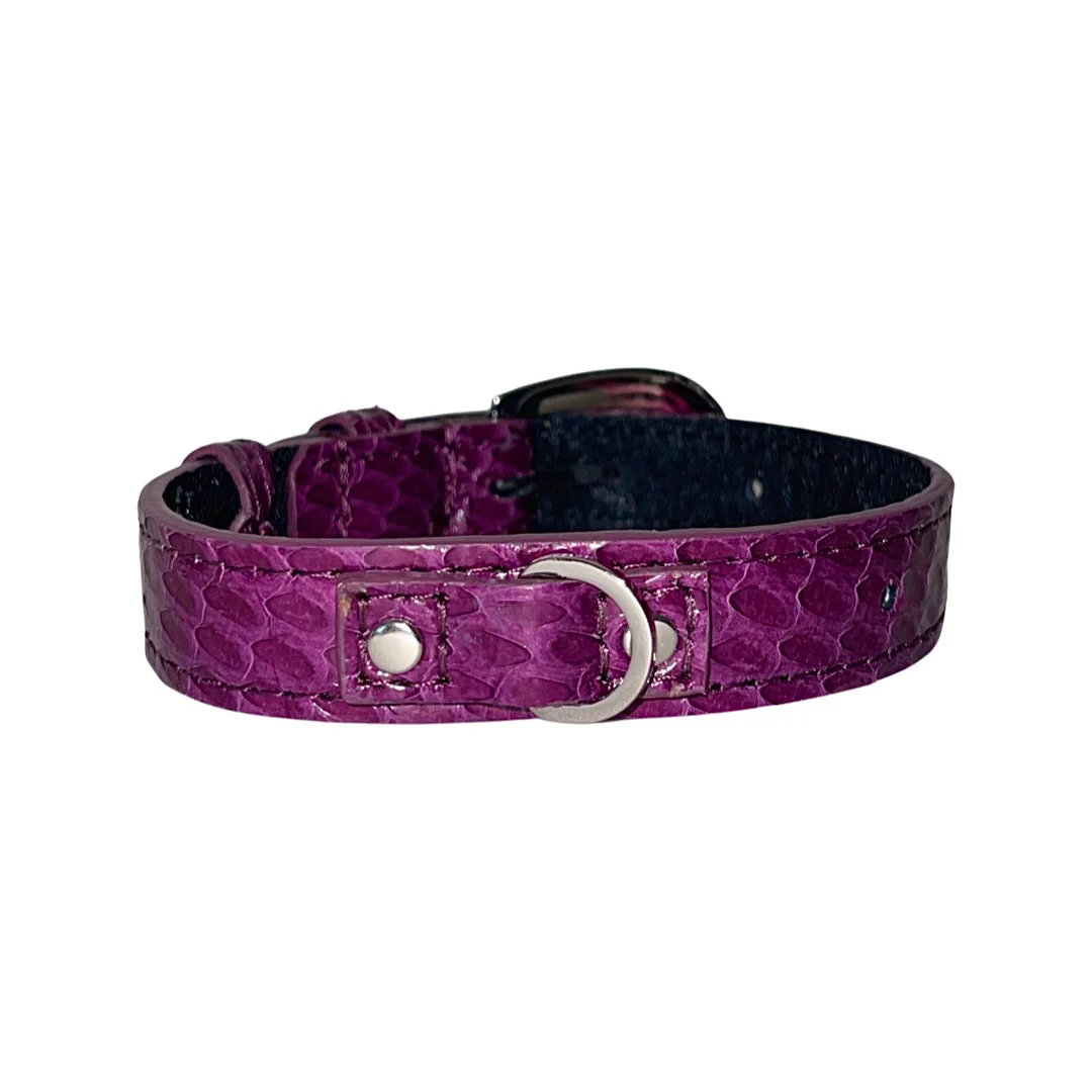 XS/S 7”-14” Purple Custom Snake Collar/Custom Silver Oval Italian Hardware - Image 2