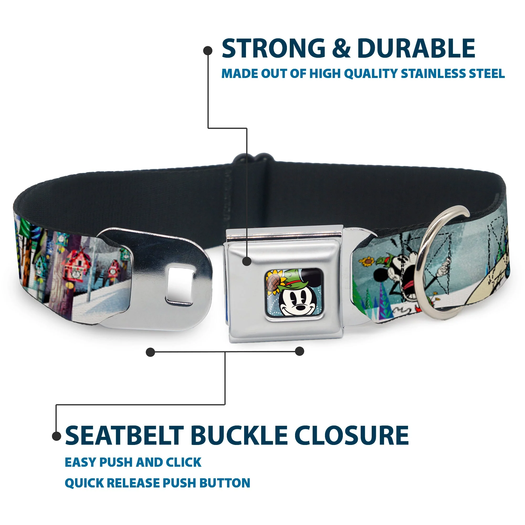 Yodelberg Mickey Full Color Seatbelt Buckle Collar - Mickey & Minnie Yodelberg Scenes - Image 4