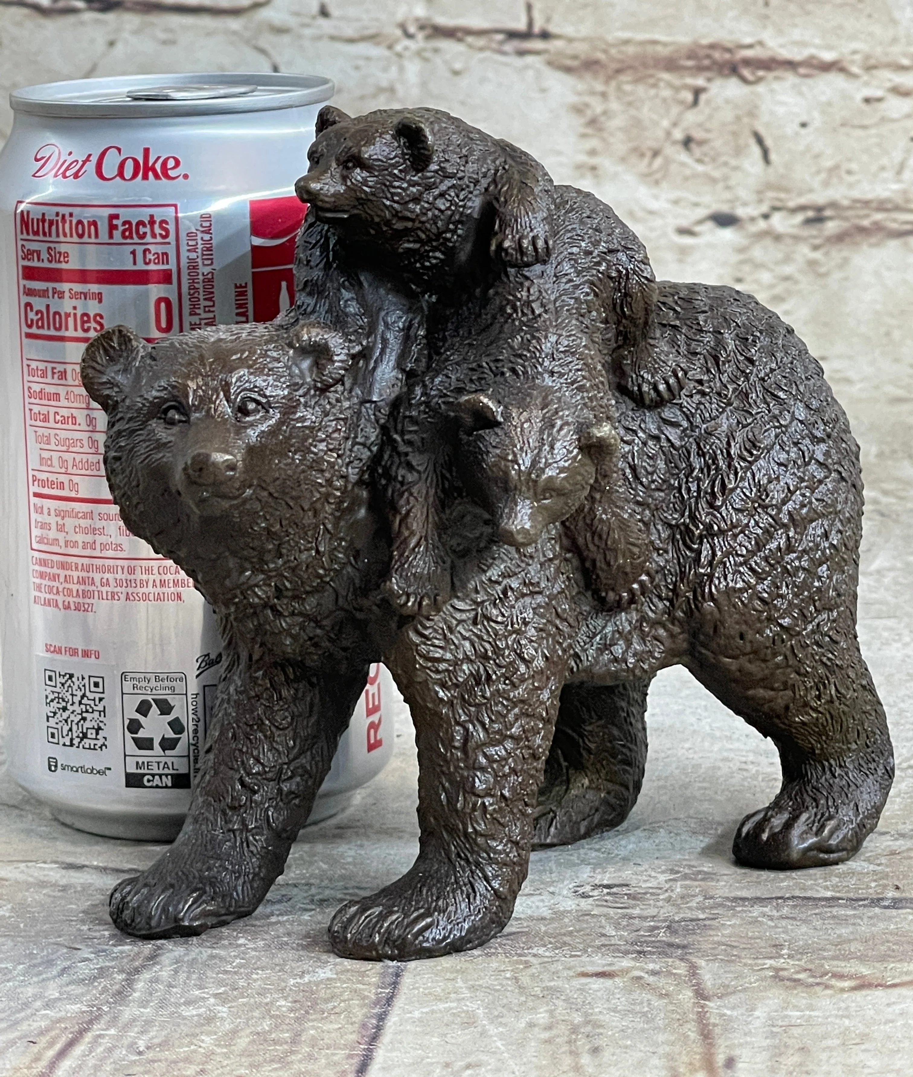 Young Cubs on back Mother Bear 100% Solid Bronze Statue Sculpture Figurine - Image 2
