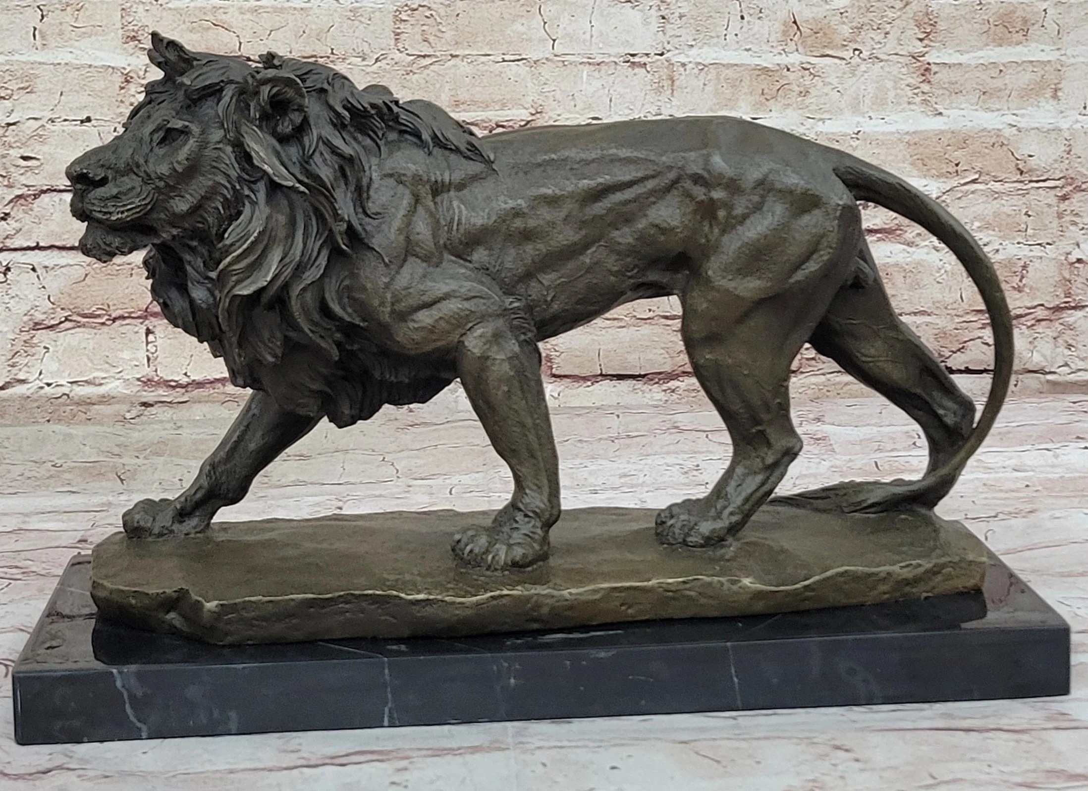 Young Male Lion Hot Cast Bronze Sculpture Wildlife Art Figure by Milo - Image 4