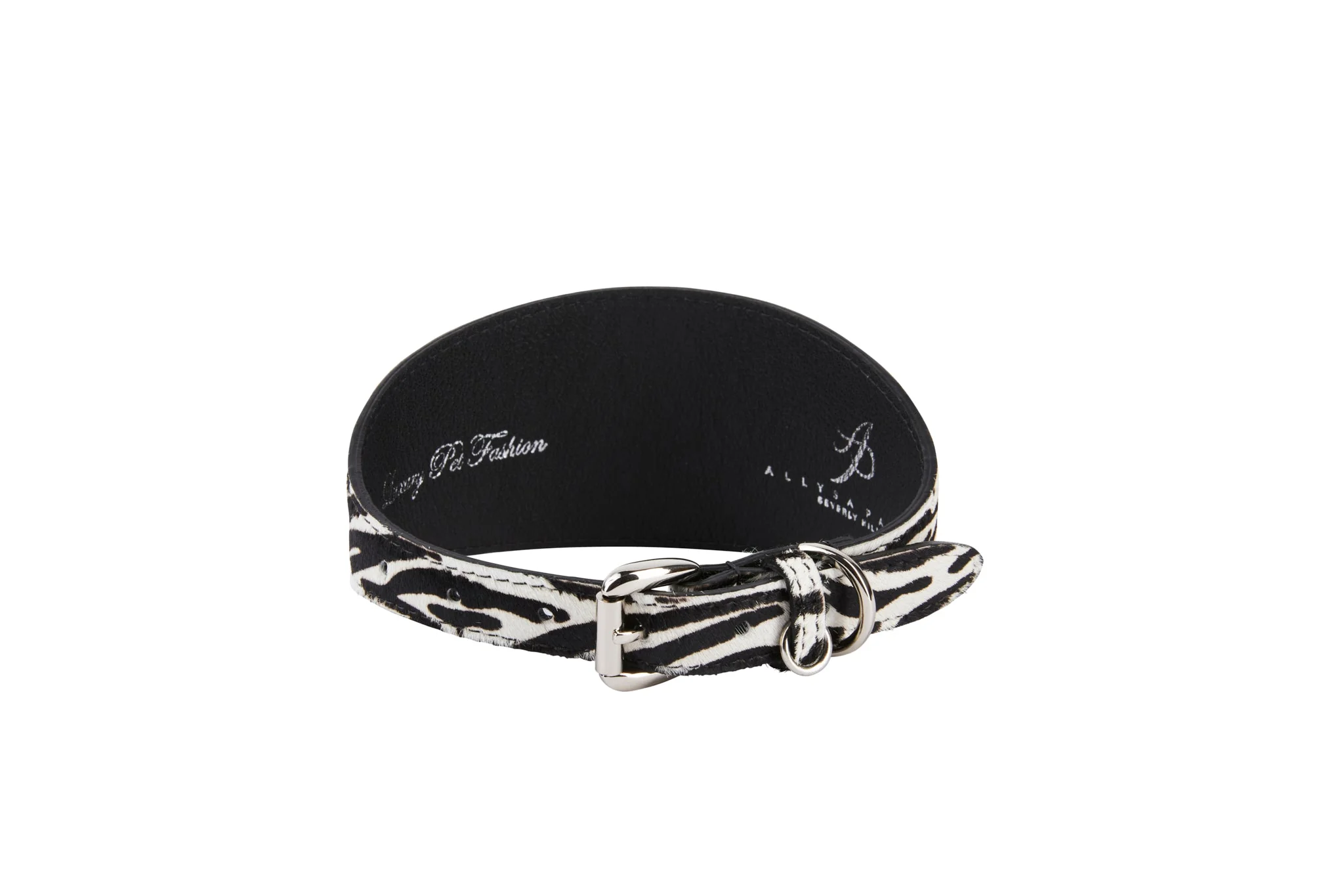 Zebra Print Hair On Hide Italian Leather Collar - Image 2