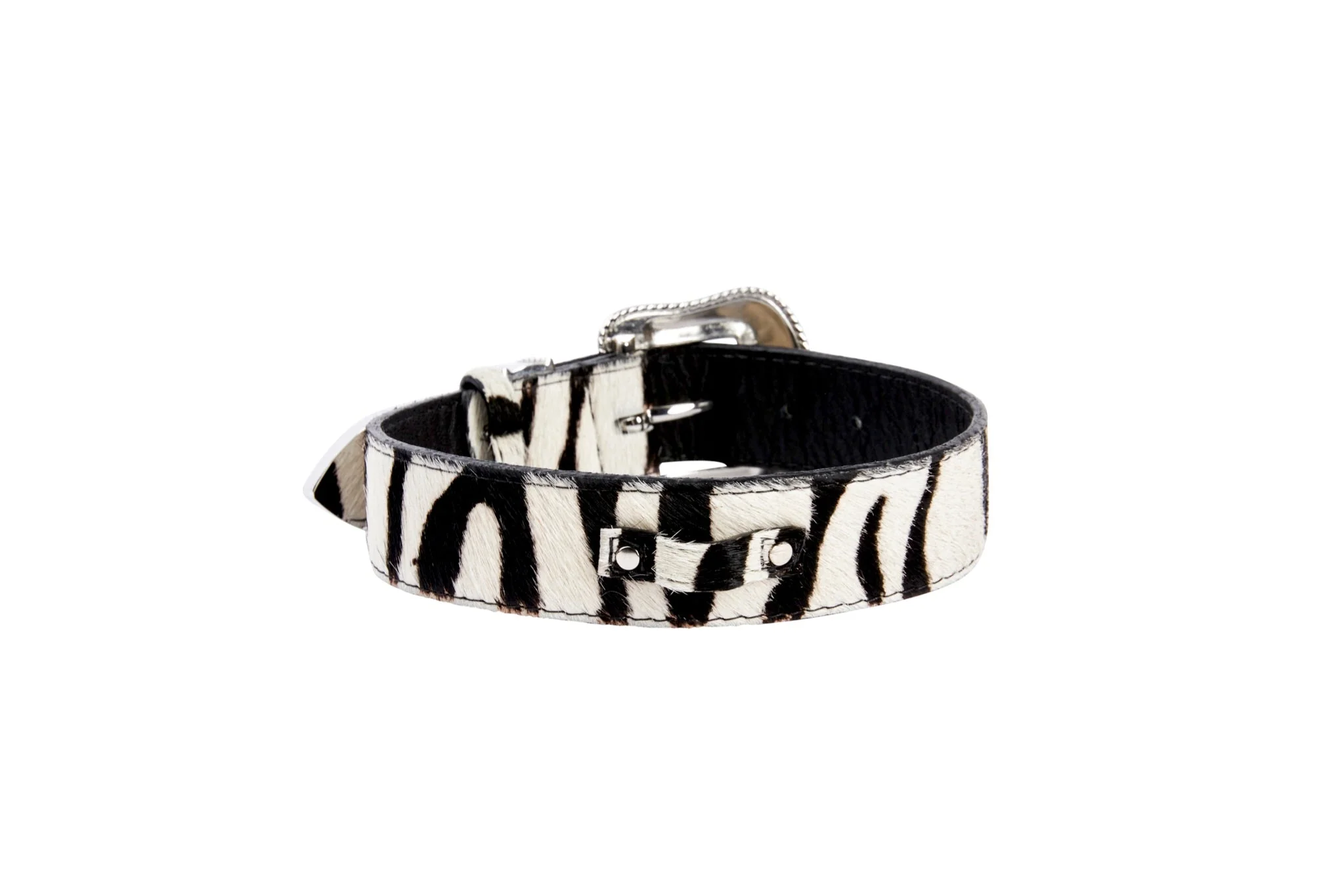 Zebra Print Hair On Hide Italian Leather With Swarovski Crystal Hardware - Image 4