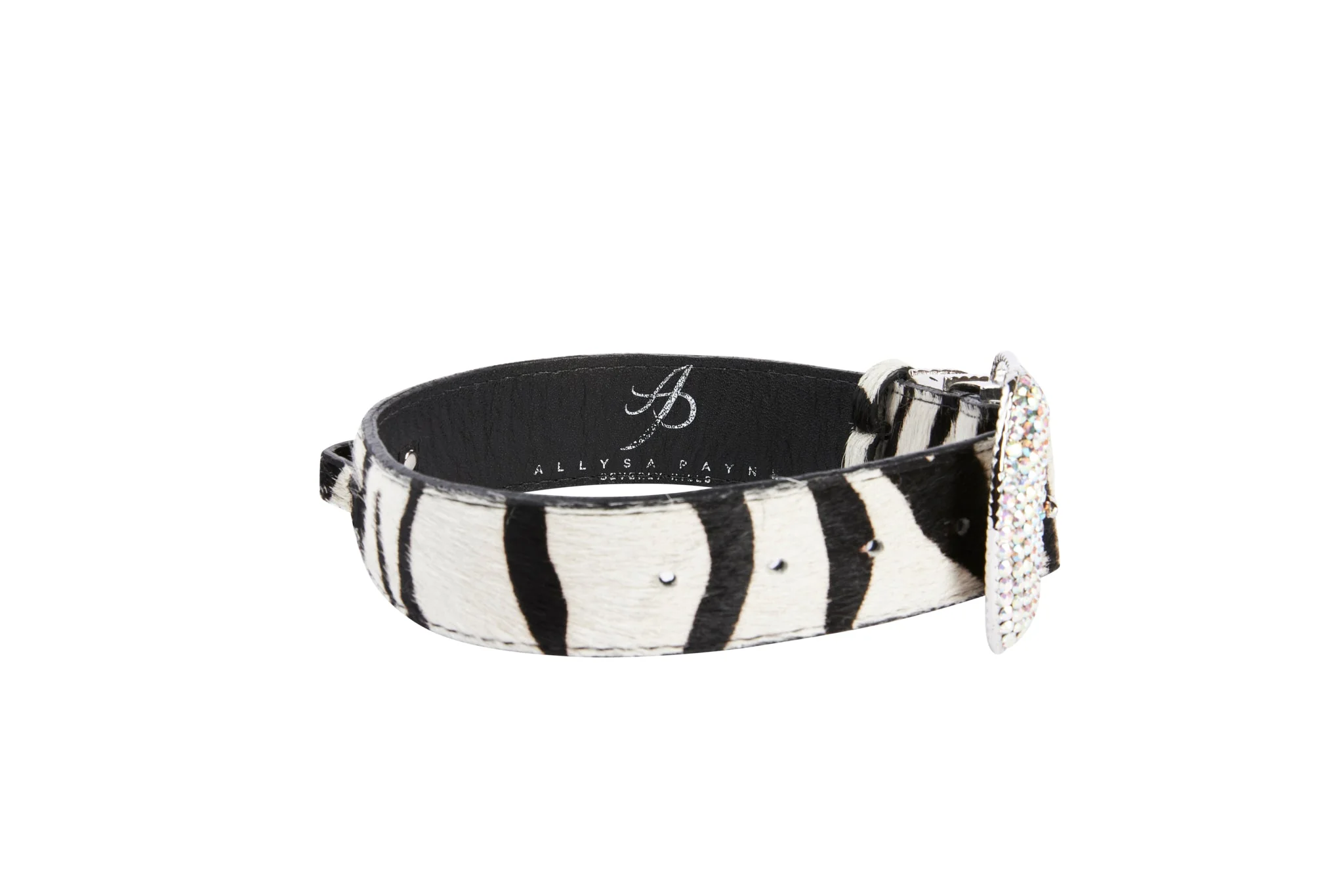 Zebra Print Hair On Hide Italian Leather With Swarovski Crystal Hardware - Image 5